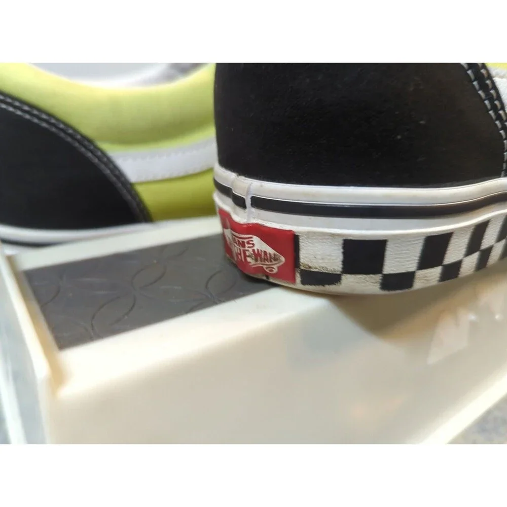 Vintage Vans Tennis Shoe Size 1Men’s US Checkered Sole W/ Lime Green/Yellow
